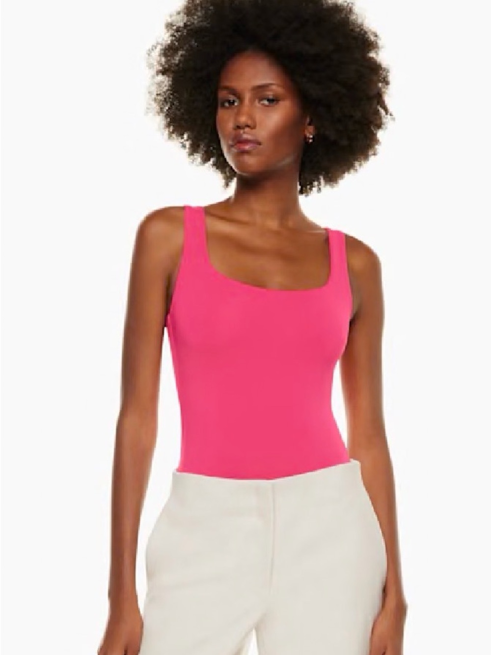 Aritzia Hot Pink Square-Neck Bodysuit Size M